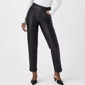 SPANX slim straight pants leather